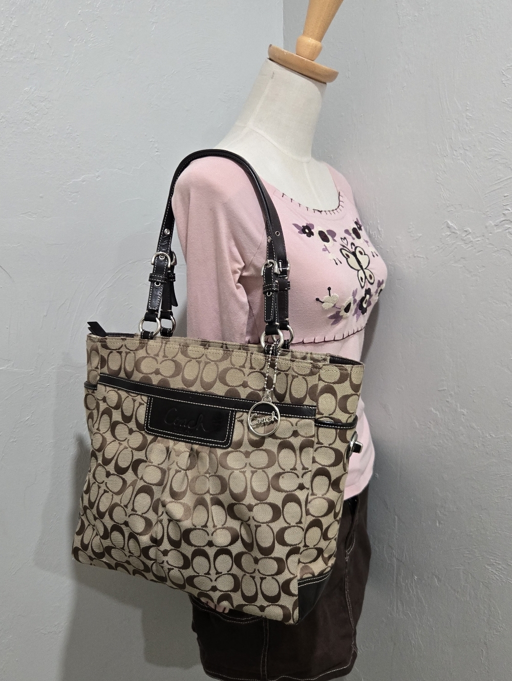 Coach Signature Canvas Tote Bag in Khaki/Brown